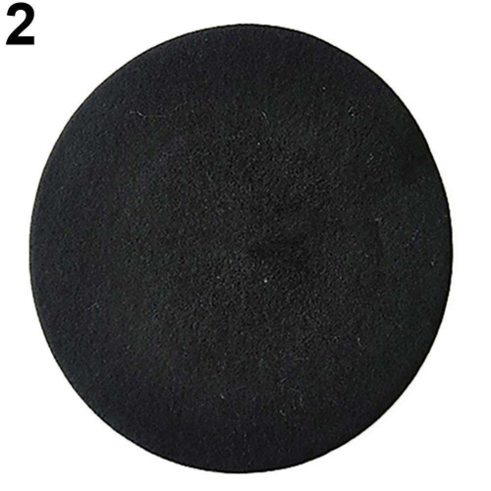 Herfst Winter Caps Vrouwen Classic Wolvilt Warme Franse Beret Beanie Hat Beanie Pure Kleur Zoete Mini Cap Lady winter Hoeden: Black