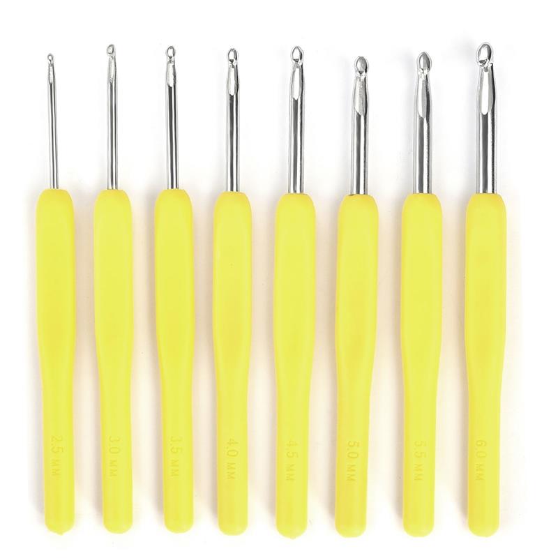 8 Uds. Tamaño mixto 2,5mm-6mm gancho de ganchillo tejido de punto hilo artesanía aguja de tejer mango de plástico ganchos de tejer agujas herramientas de Navidad