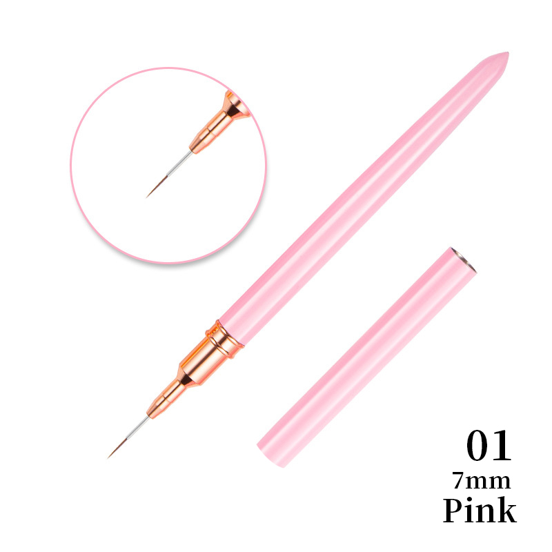 Pincel delineador para decoración de uñas, 6/9/12/15/18mm, mango de Metal, pintura acrílica, raya francesa, bolígrafo de dibujo, esmalte de Gel UV, herramienta de manicura