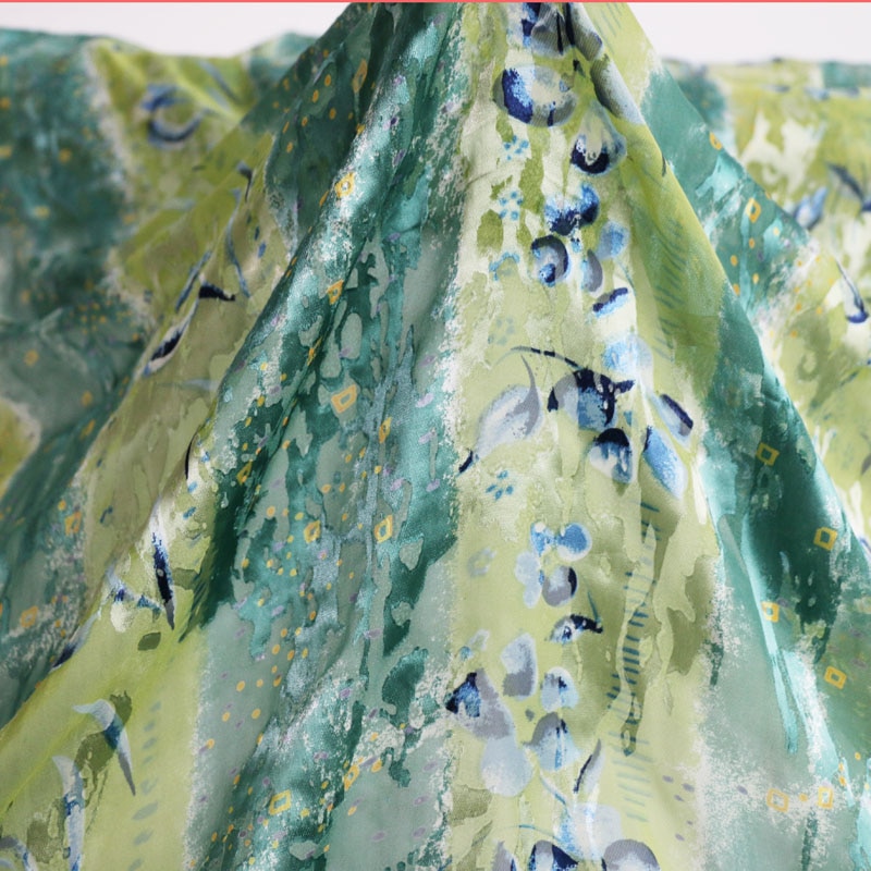 100cm * 110cm burnout zijde doek jacquard strand jurk stof natuurlijke zijde