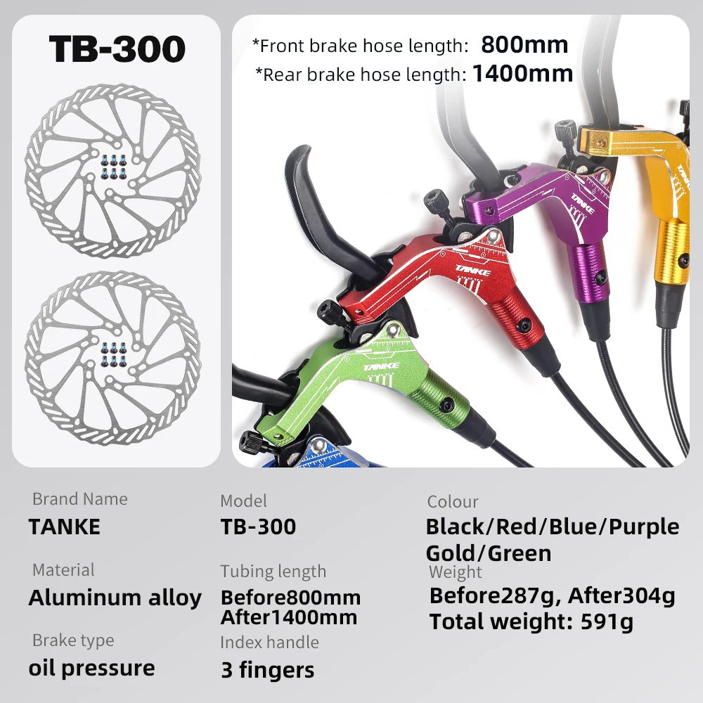 TANKE-Juego de frenos de disco hidráulicos para bicicleta de montaña, rotores de 160mm, placa de pinza de aceite, abrazadera delantera y trasera para bicicleta de montaña, mango de 22,2mm, un pilar