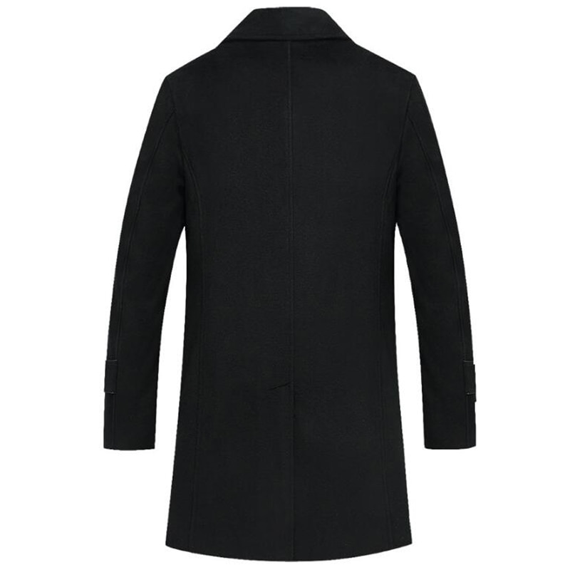 Brand Long Wool Coat Men Pea Coat Jacket Wool Blends Slim Cotton Winter Jackets Mens Woolen Overcoat abrigo hombre