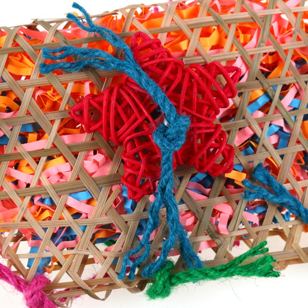 Cage à oiseaux colorée en bambou, tissage, balançoire, perroquet, oiseau de vigne, morsure, balançoire, accessoires, corde en coton, jouets pour perruches