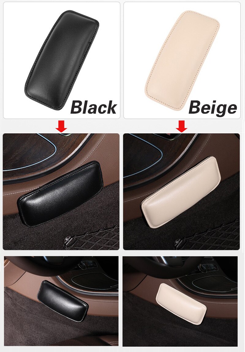 1 stk svart bil knepute skinn knepute for bil interiør pute komfortabel minneskum universal til bil lastebil 18 x 8cm