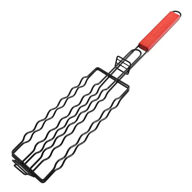 Cesta de grelha de aço inoxidável, ferramenta para churrasco, acessórios para grelhar, rack para cachorro-quente, carne vegetal, bife, camarão, suporte para kabob: Branco