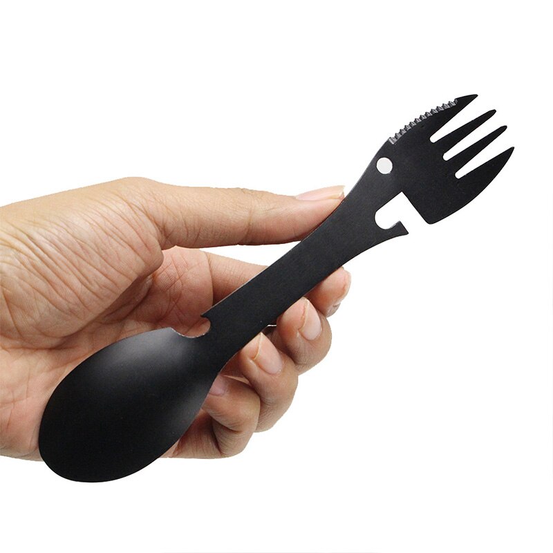 Camping Fork Spoon Multi-function Stainless Steel Cutlery 2 in 1 Spoon Fork Outdoor Cooking Camping Equipment Hiking Cooking