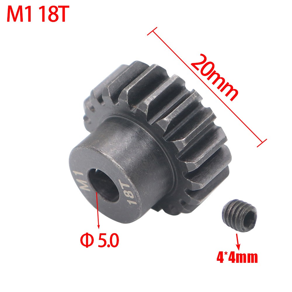 Ajrc M1 5Mm 15T 16T 17T 18T 20T 21T Zwart Stalen Metalen Pinion motor Gear Voor 1/8 Rc Model Auto Motor