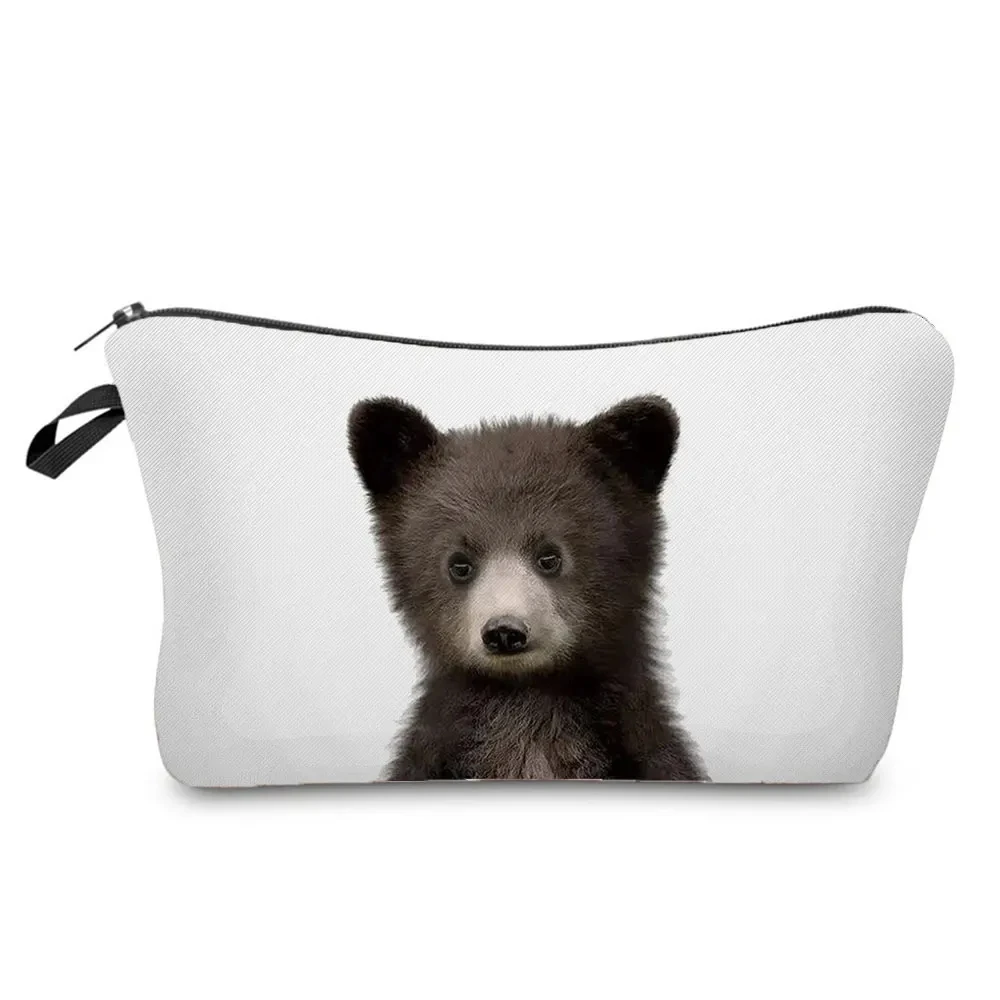 Cute Animal Series Panda Koala Elephant Print Women's Bag Casual Cosmetic Bags Waterproof Makeup Bag Portable Small Toiletry Bag: Yellow