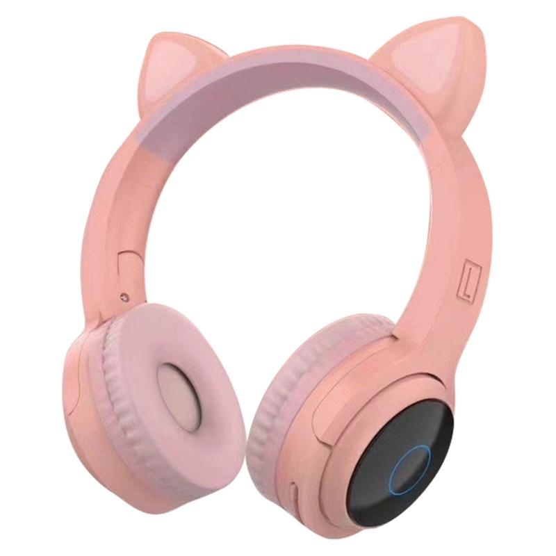 XY-203 Cat Ear Bluetooth 5.0 Headphones LED Light Noise Cancelling Girls Kids Cute Headset Radio Mic Wireless Headphones