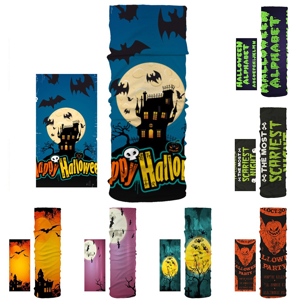 Bat Pumpkin Halloween Pattern Head/Face/Mask Neck Bandana Scarf Dual-use Magic Tube HeadScarf Cycling Sport Headwear Turban