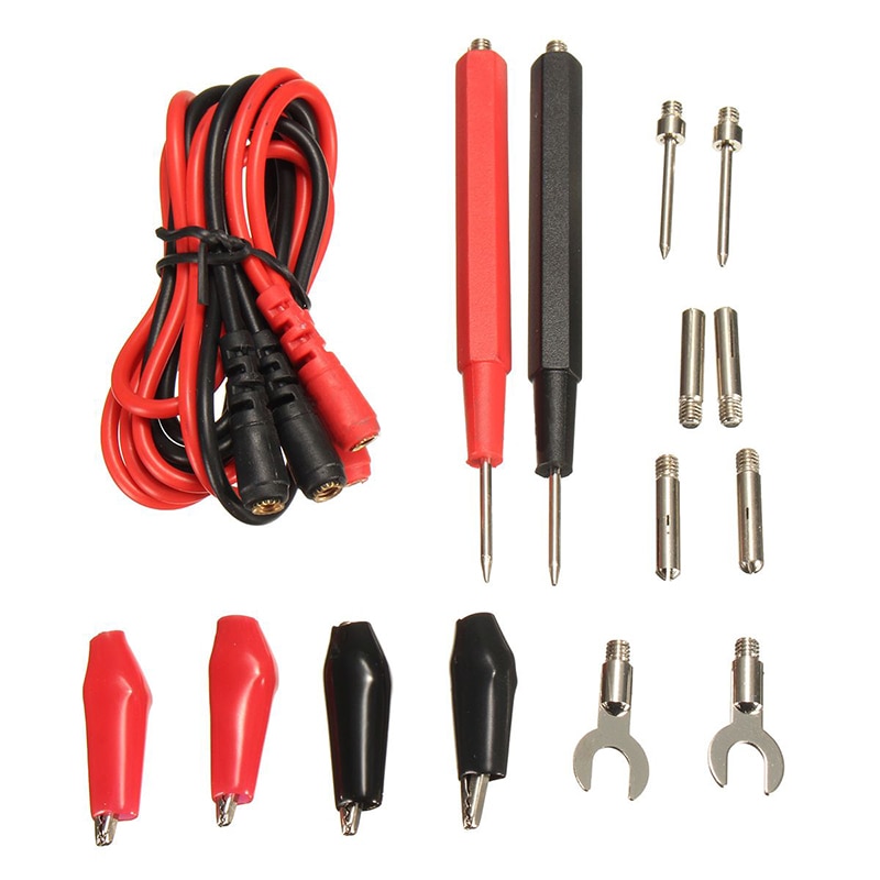 16pcs Digital Multimeter Banana Plug Probe Test Lead Cable Clips Assortment Kit