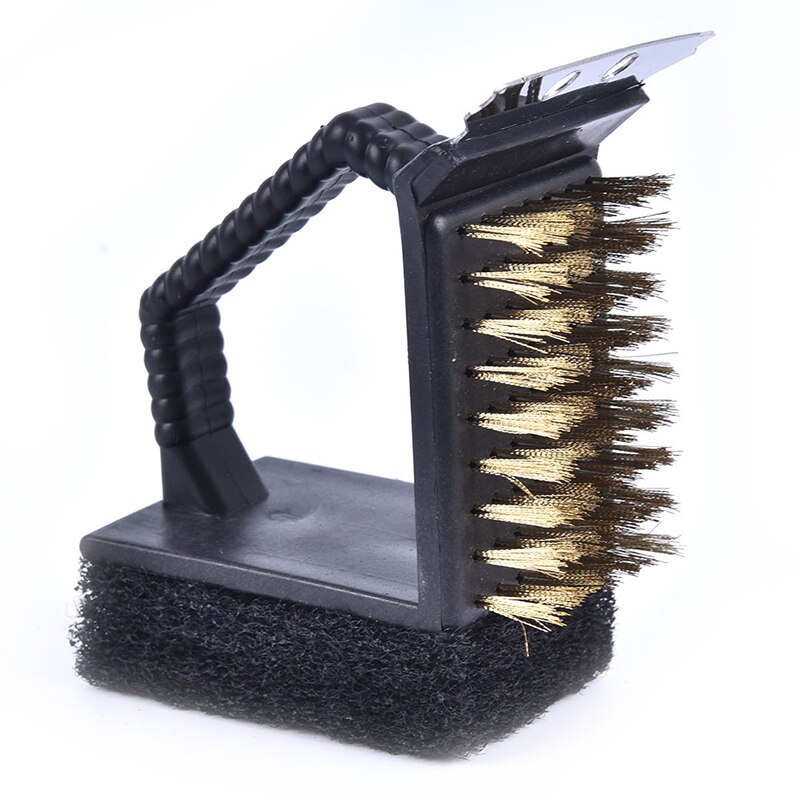 1pcs BBQ Accessories Triple Barbecue Grill Brush Copper Steel Cleaning Brushes Barbeque Cleaner