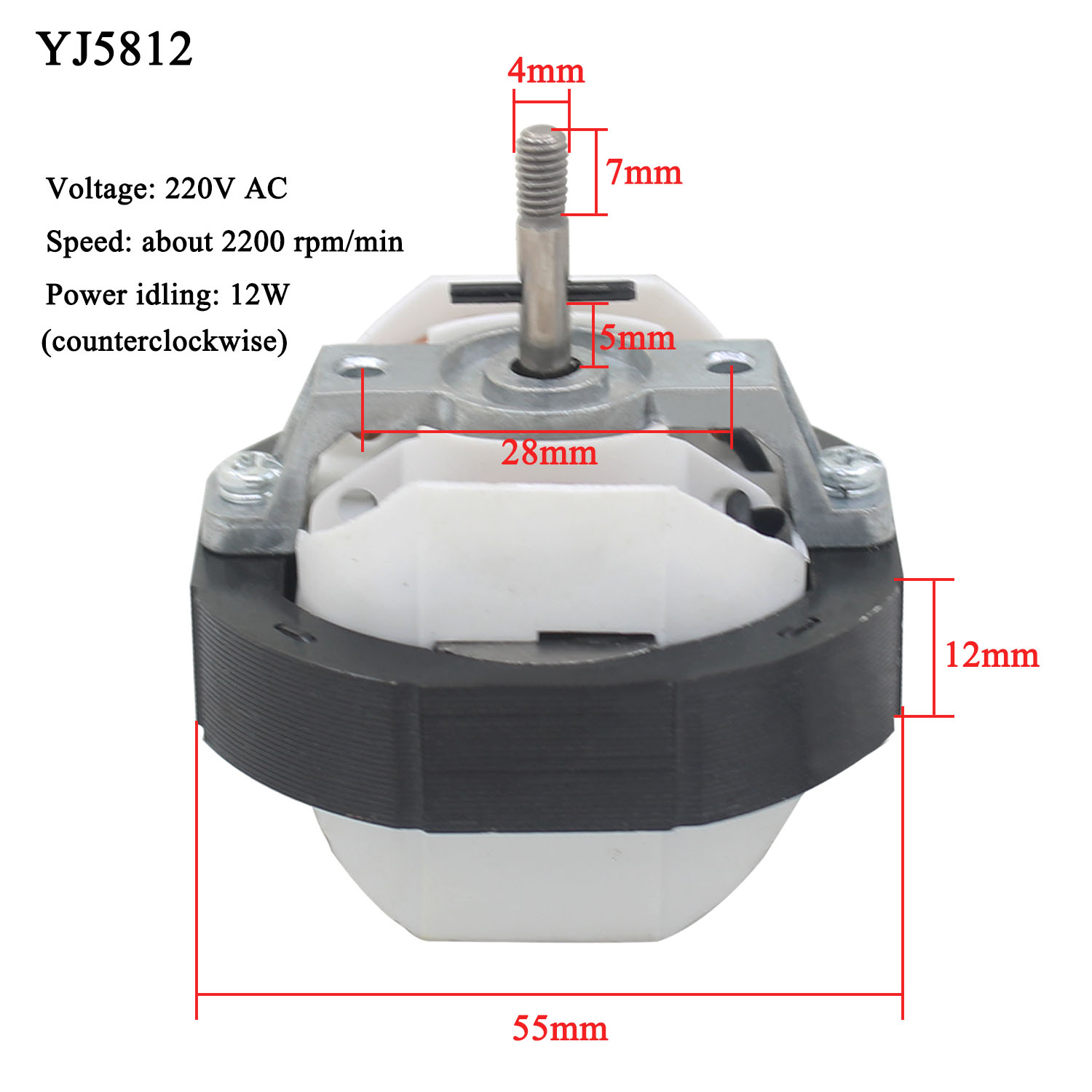 Asynchronous AC Motor YJ5812 2000W 50HZ 230V 2100-2300RPM All Copper Hood Pole Heater Accessories Motor