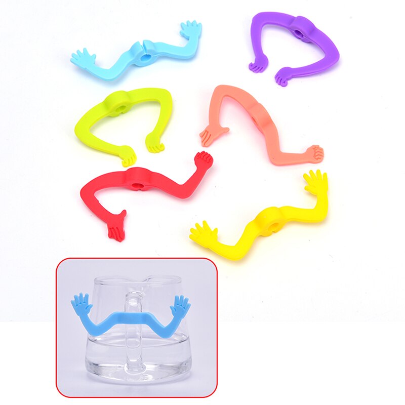 Marqueur verre à vin en forme de Charade | Silicone, mains, marqueur de verre, tasse à boire, signe de tasse pour Cocktails Champagne (couleur aléatoire) 6 pièces