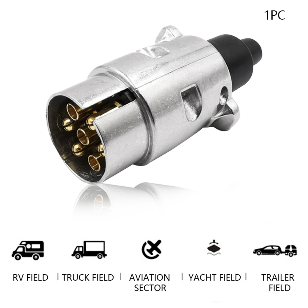 Towbar Car 7 Pin Protector Connector Aluminum Alloy Plugs Electric Trailer Socket Adapter Accessories European Standard 12V