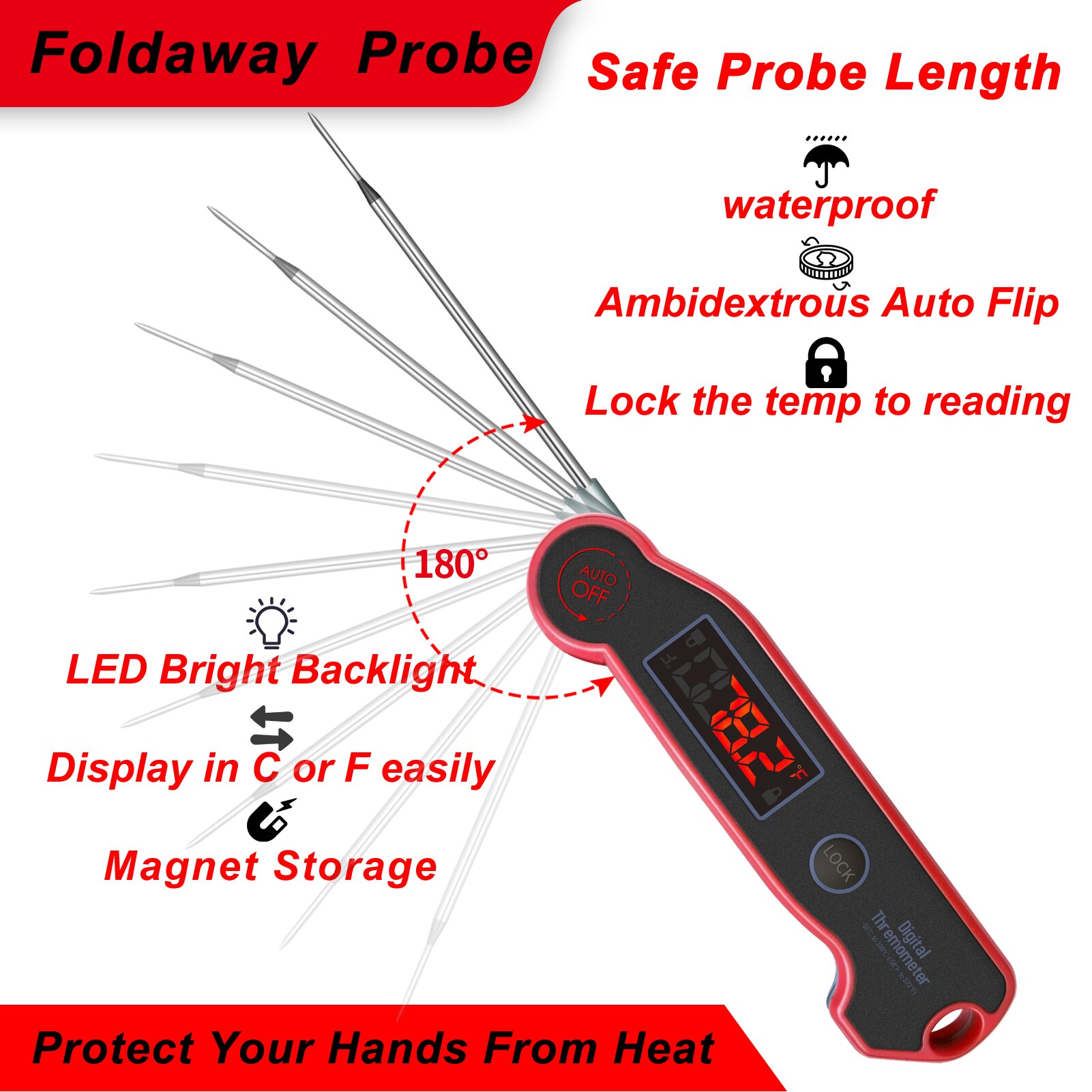 Newest SYLLABLE Meat Thermometer Auto-Rotating Display,3D Motion Wake,Original SYLLABLE Meat Thermometer calibration function