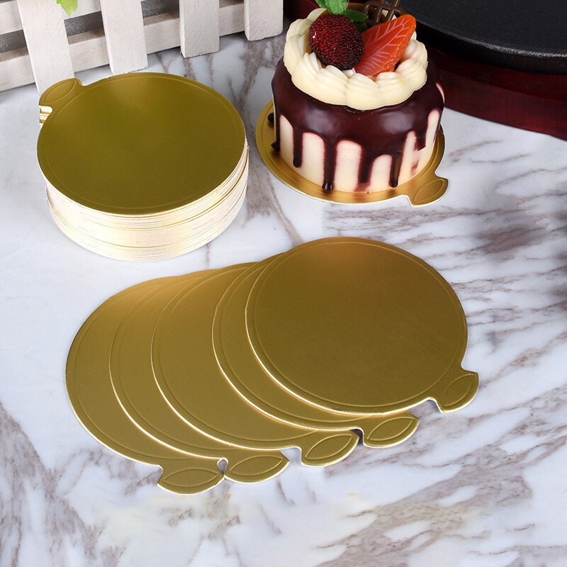 100Pcs/lot Mousse Cake Boards Tray Golden Paper Cakeboard for Cake Dessert Display Tray Wedding Birthday Cake Decorating Tools