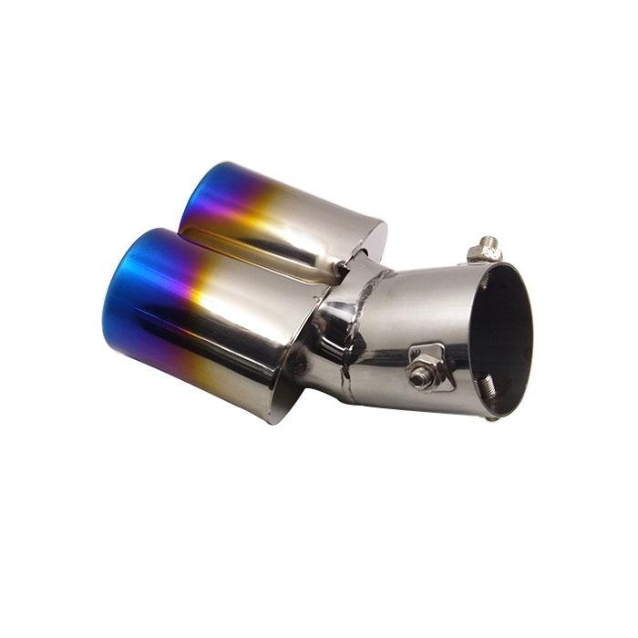 Car Vhielce Twins Curved Exhaust Tail Tip Pipe Muffler Silencer Universal