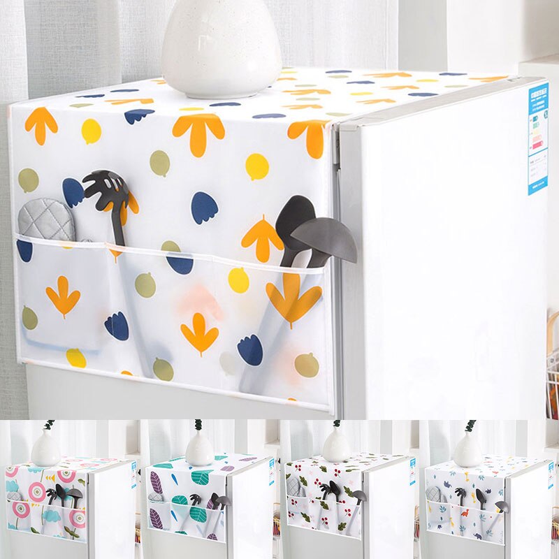 Printed Cotton Washing Machine Cover Multipurpose Household Refrigerator Pocket Dust Proof Cover Home Textile Dust Cloth
