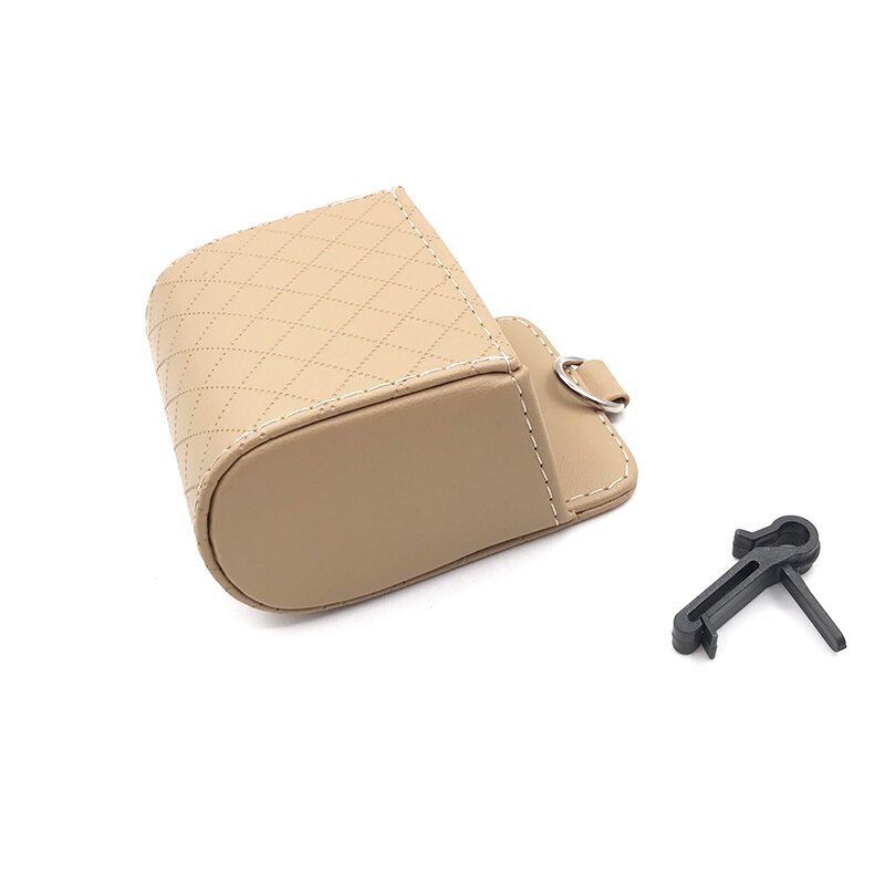 Auto organizer box tas luchtuitlaat dashboard hangend leer universele auto mobiele telefoonhouder in auto interieur accessoires: Beige
