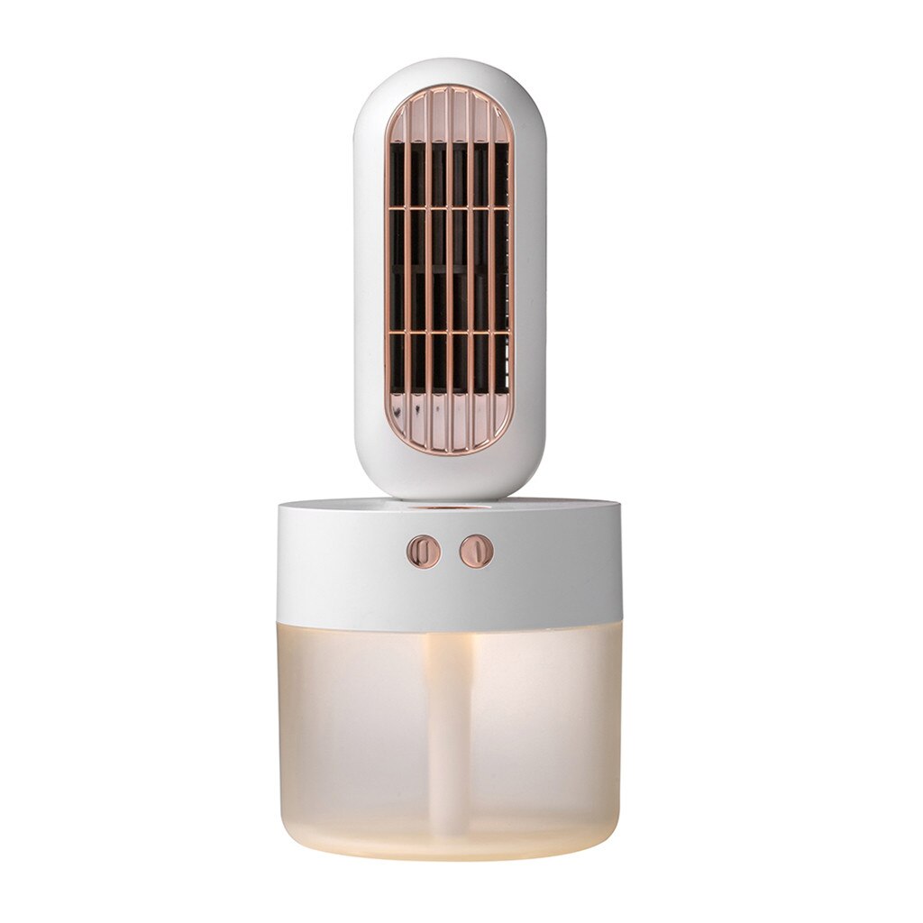 Persoonlijke Koeling Mist W/Nachtlampje-Luchtbevochtiger-Multi-Functie Mini Ventilator Draagbare Bureau Mini Ventilator Zomer cool Misting Waternevel: WH