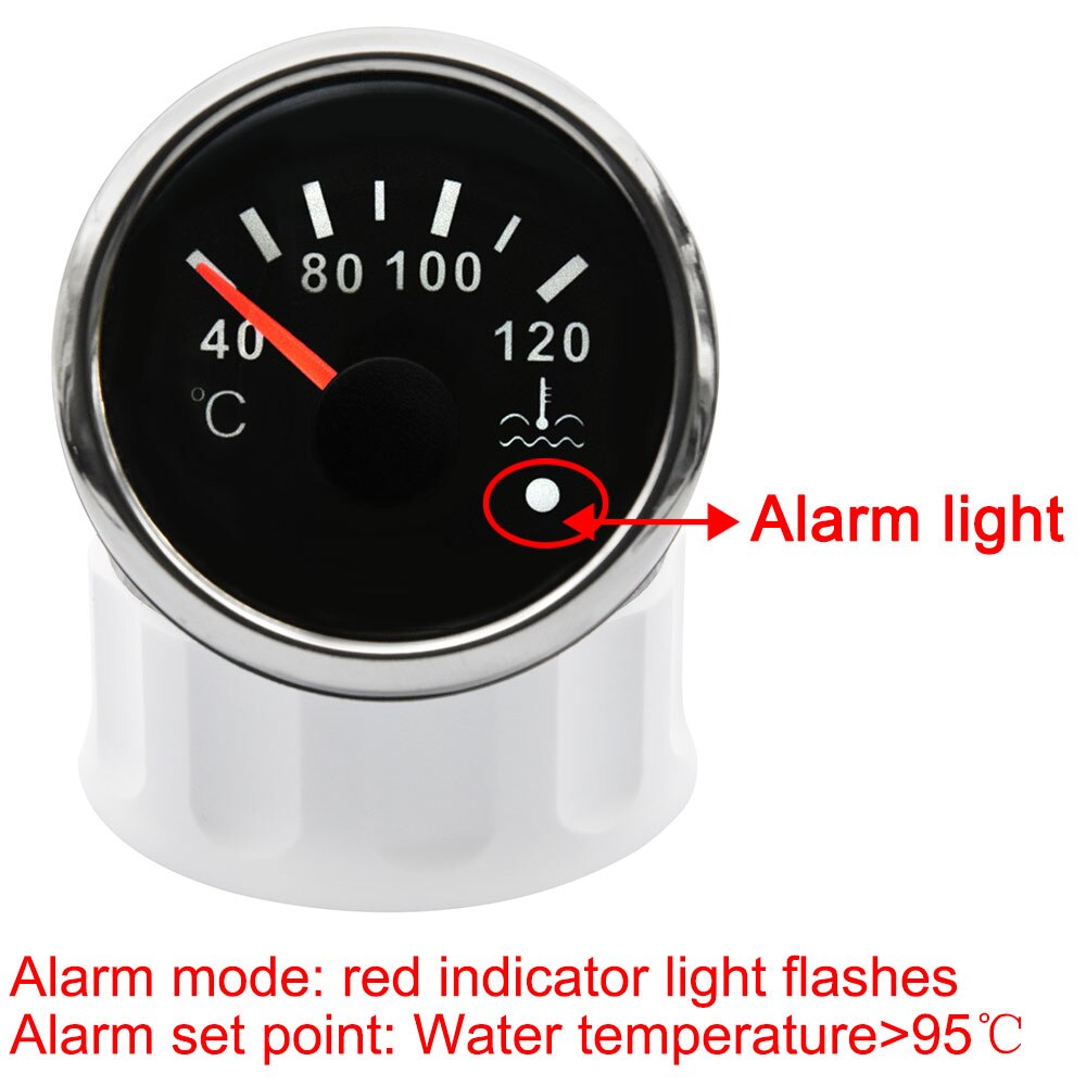 52mm Water Temp Gauge with Alarm Light 40-120℃ Truck Moto Car Temperature Sensor 10mm Water Coolant Temperature Sensors Adapter