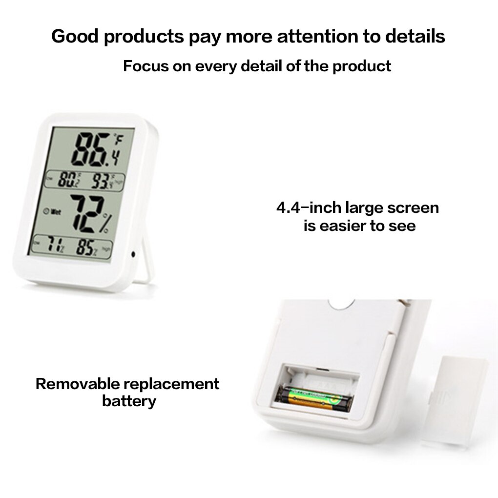 4.4 Inch Large Screen Display Room Temperature Humidity Meter Gauge Digital Thermometer Hygrometer