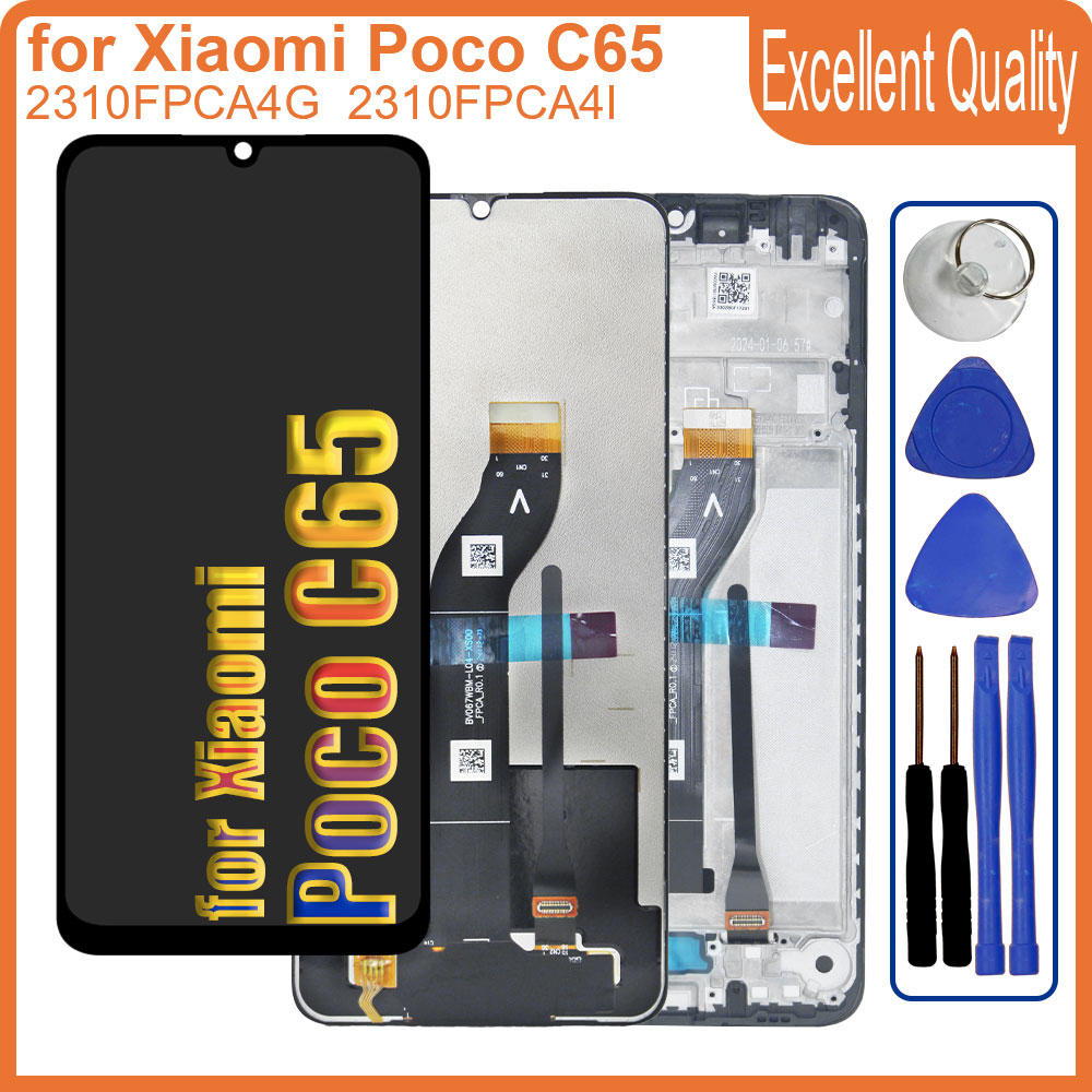 6.74'' LCD for Xiaomi Redmi POCO C65 LCD Display Touch Screen Digiziter Replacement for Redmi POCO C65 2310FPCA4G LCD With Frame