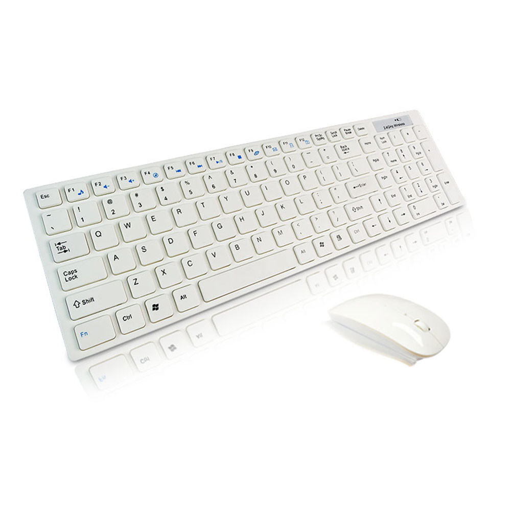 Mini Wireless Keyboard and Mouse Ultra thin White 2.4G Silent Wireless Gaming Keyboard Optical Mouse Set #LR4