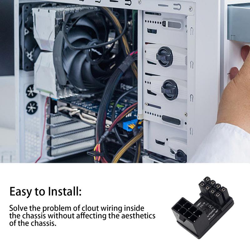 Graphics Card Adapter For PC 6/8 Pin Connector Power Adapter 180 Degree Angled Adapter Steering Connector Board GPU Adapter For