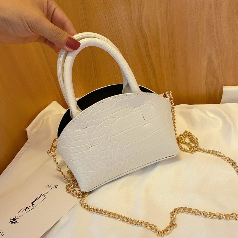 Mini-tas met krokodillenmotief, pu-leren dameshandtas, schoudertas met ketting