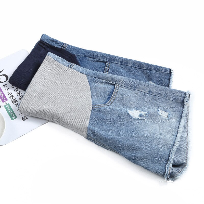 Pantalones vaqueros premamá de talla grande para mujer, Vaqueros cortos informales de verano, ropa de embarazo con botones ajustables, Zwangerschaps Kleding