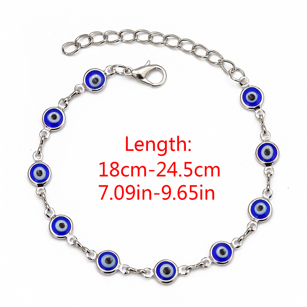 Pulsera con dije de mal de ojo turco azul de ojo de la suerte, pulsera de cadena de aleación ajustable para mujeres y hombres, joyería, pulseras, bisutería