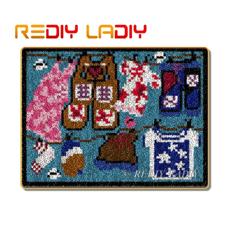 Matta med låskrok gör din egen matta sovande katt virkkudde gör-det-själv matta matta akrylgarn tryckt canvas hobby & hantverk: Zd079