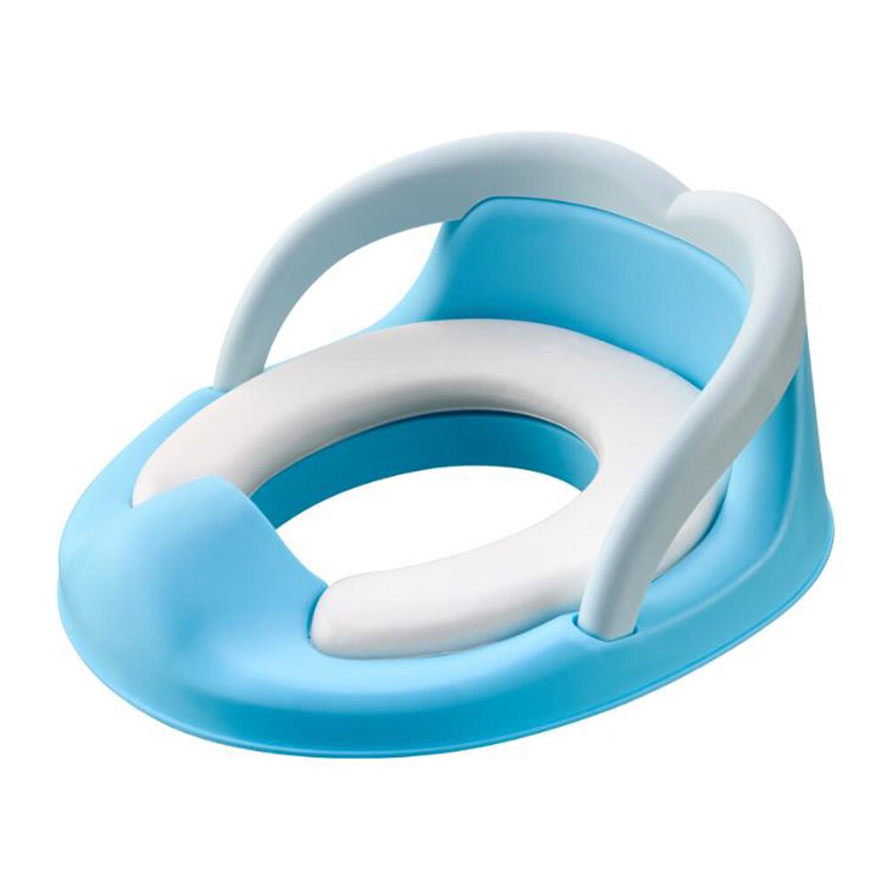 Multifunksjonelt babypottetreningssete bærbar sklisikker smårullende toalett trener sete med håndtak rygg toalettring: Blå