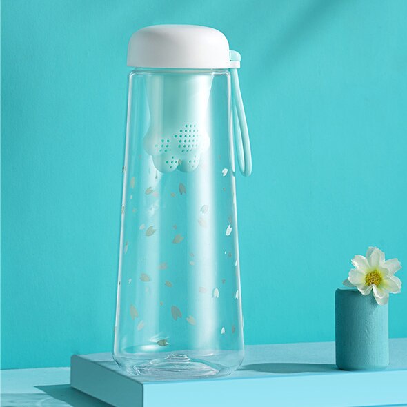 450ML Plastic Bpa Free Water Bottle Cute Animal Infuser Bottles Waterbottle For Girls Kawaii Smart Drinking Clear Botellas: HC130-500ml-white