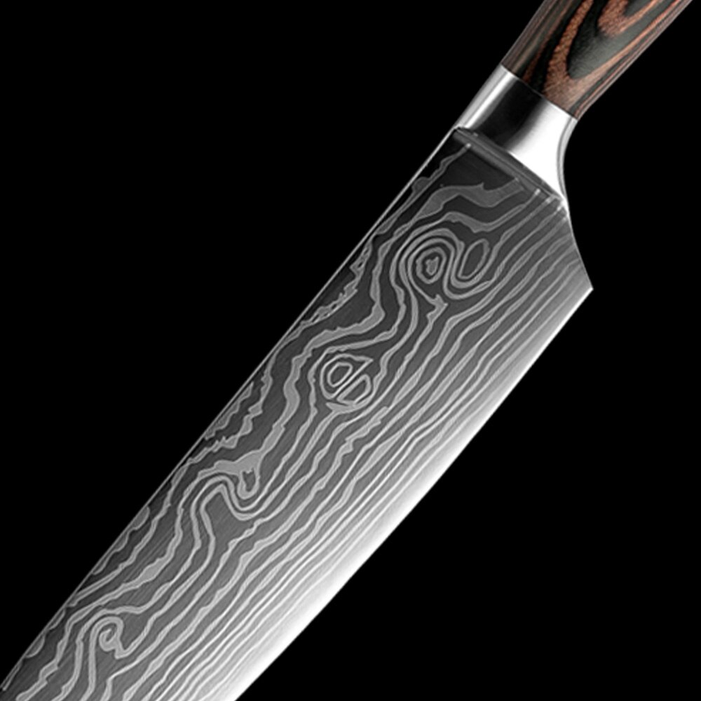 Xituo beste 2 stk kjøkkenkniver sett japansk damaskus stål mønster kokkekniv sett kløveskære santoku skjæreverktøy