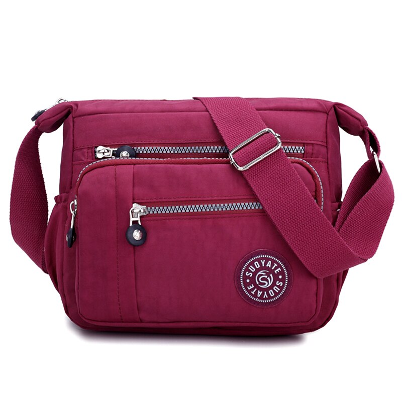 Bolso de mano para mujer, bandolera de tela resistente al agua, de buena , Diagonal, para hombro y billetera,: Red wine