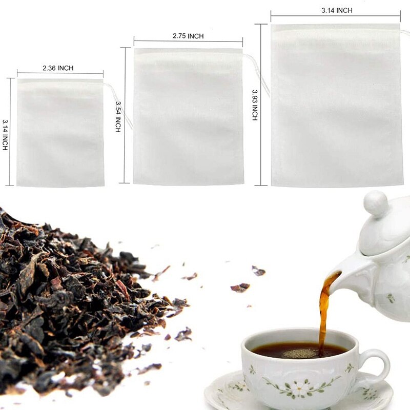 300 stuks theezakjes, koffiefilterzakjes, wegwerp theefilterzakjes, trekkoordfilterzakjes voor losse thee en koffie