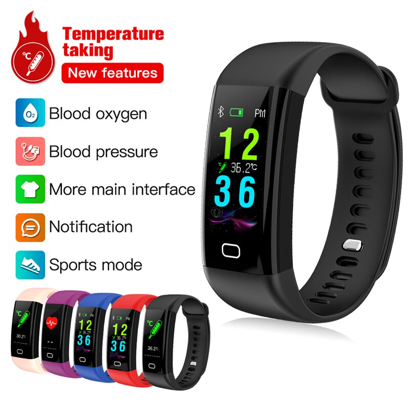 F77 Fitness Armband Smart Band Mannen Vrouwen Stappenteller Polsband Bloeddruk Smart Horloge Hartslagmeter Body Temperatuur