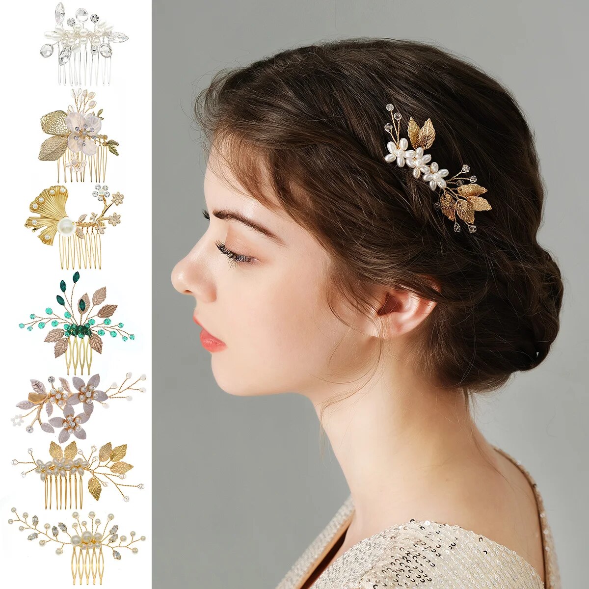 Peineta para el pelo de novia con perlas de cristal, tocado con diamantes de imitación, pinza para el pelo para novia, diademas, accesorios, joyería