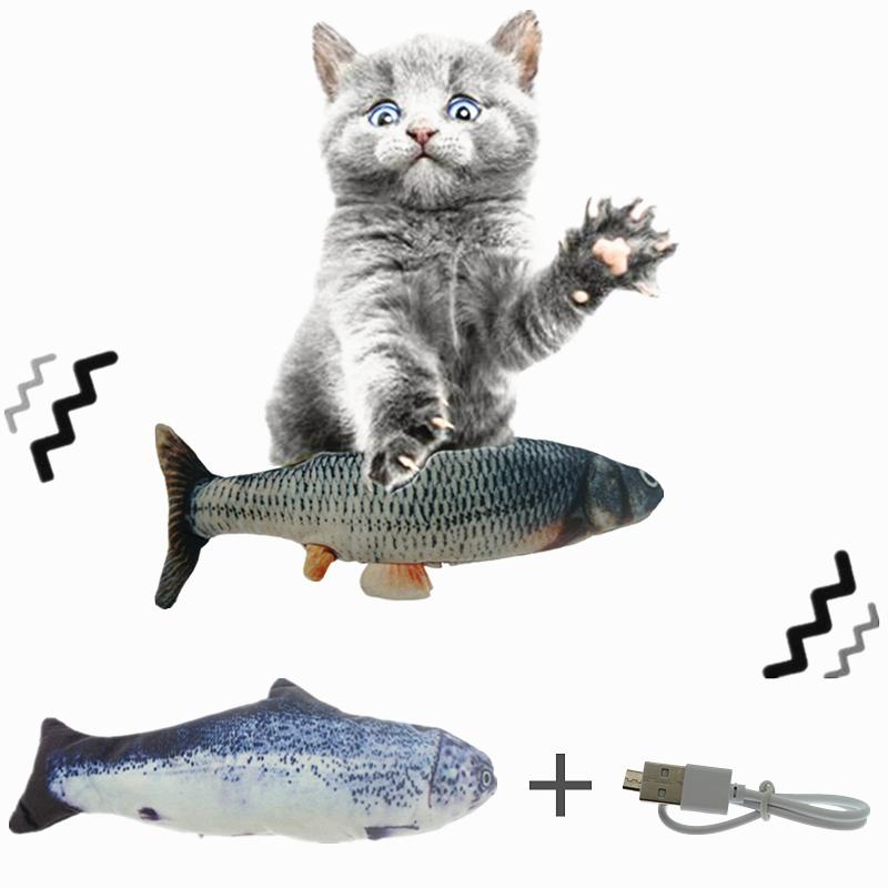 1pc elektronisk logrende kattelegetøj 28cm dansende bevægende floppy fisk katte legetøj usb opladning simulering kattelegetøj elektronisk kæledyr kattelegetøj