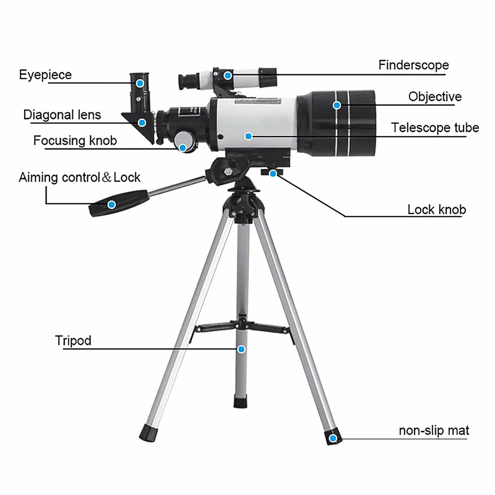 Groothoek Refractor 70Mm Astronomische Telescoop, groothoek Krachtige Zoom Telescoop Statief Telescoop Voor Kinderen Jaar