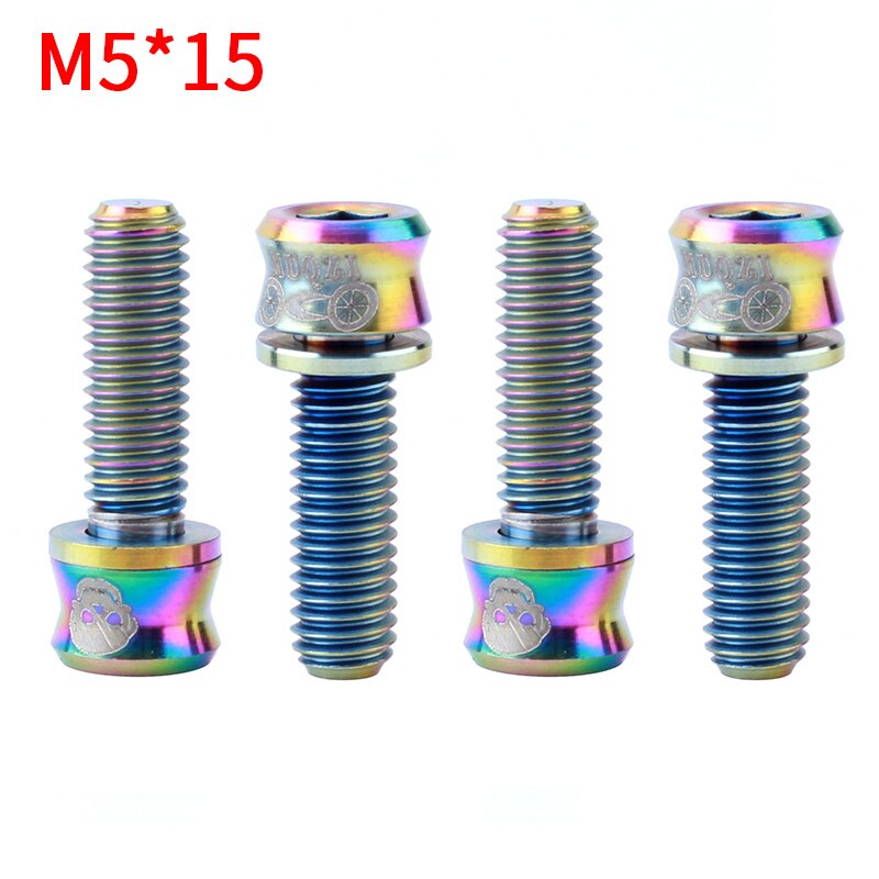 MUQZI Cykel Styr Møtrikker - M5x15/17/19mm Titanium Legering - 4 stk - MTB Racercykel: M5-15mm farver