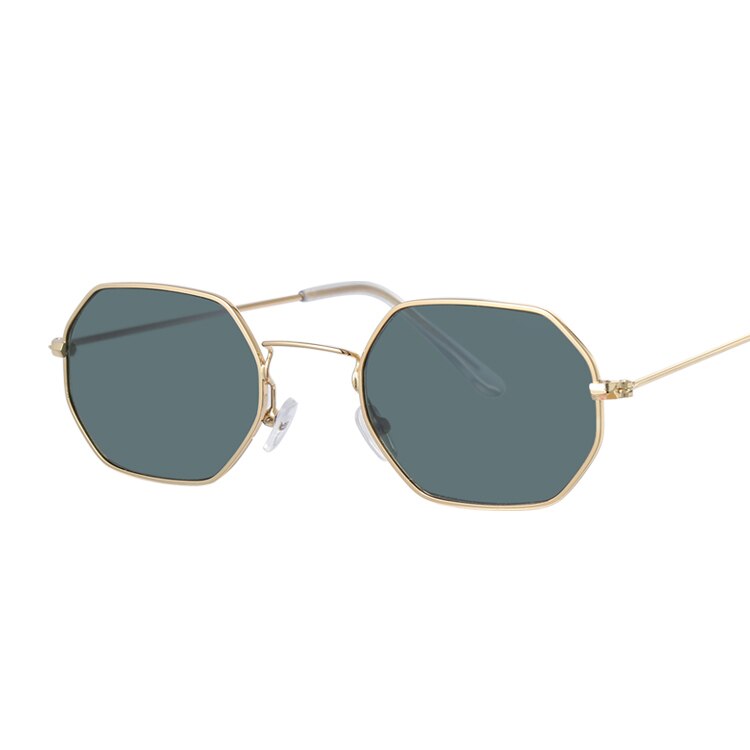 Polygon zonnebrillen dames merk zonnebrillen dames candy kleur legering spiegel street beat winkelen oculos de sol: Goud diepgroen