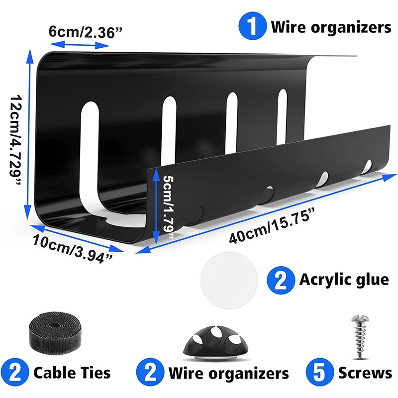 Standing Desk Cable Management Tray under Desk Cable Organizer Network Cable Holder Fixed Wire Bracket Desk Accessories