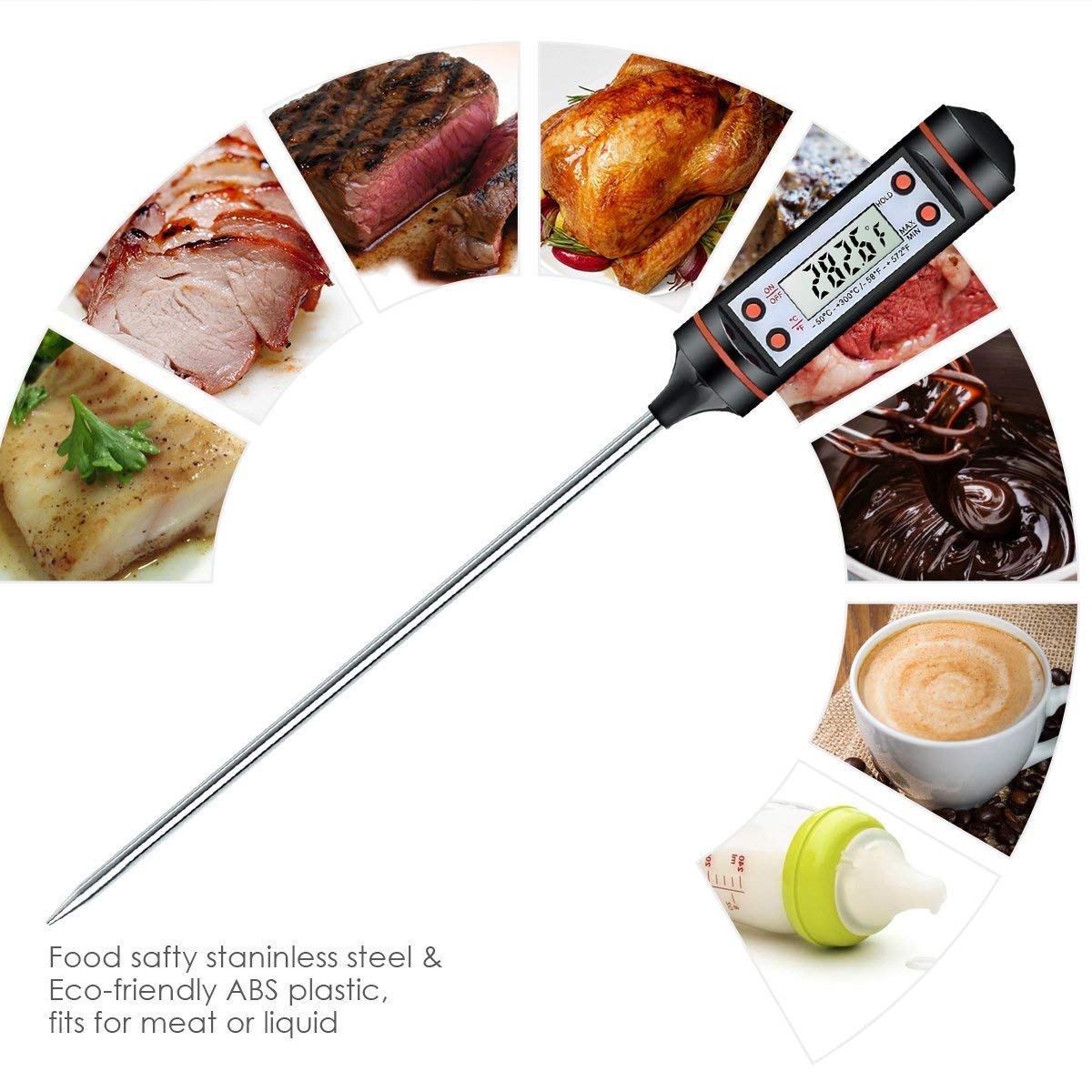 Digitale Thermometer Met 15Cm Lange Sonde Kaars Maken Kits Meten Vloeibare Soja Paraffine Gebakken Melk Vlees Bbq Wax smelt