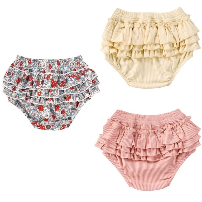 Flæser lagdelte pp-shorts spædbarn baby piger drenge shorts baby piger bomuld floral elastik talje korte bukser bukser tøj