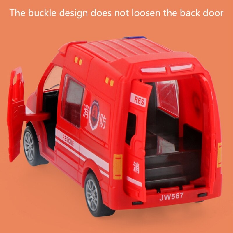 A2UB Geen Voeding Fire Auto Interactieve Ambulance Auto Wind-Up Plastic Wrijving Speelgoed Inertie Speelgoed Set Deuren Kan open