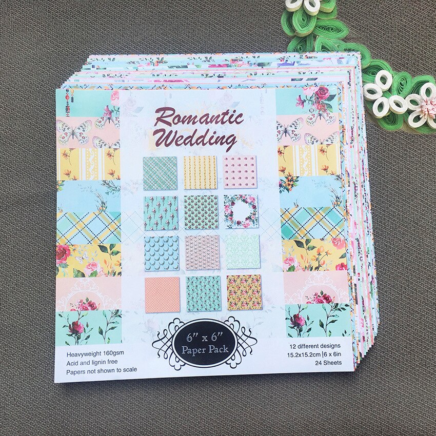 24 sheet Journal Romantic Wedding background paper Scrapbooking origami papers for card making album scrapbook craft supply